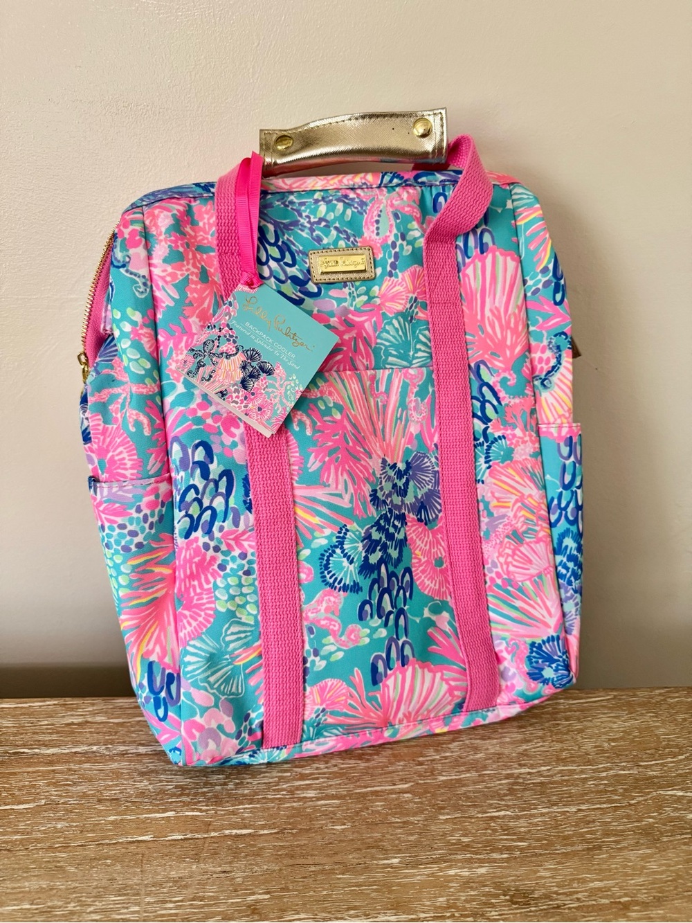 Lilly Pulitzer Multicolor Floral Canvas Tote — Pink, Blue, Teal